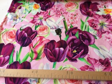 teplákovina-bordo tulipány