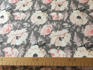 teplákovina-pink flowers-zbytek 65 cm