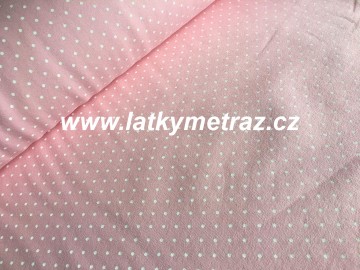 teplákovina-bílý puntíček na světle růžové